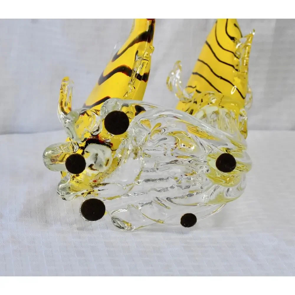 Sommerso Italian Murano Hand Blown Studio Art Glass Double Fish Sculpture